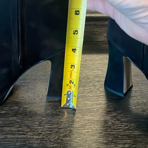 Black suede heeled boots. These have not been worn but tags were removed. - Picture 3 of 3